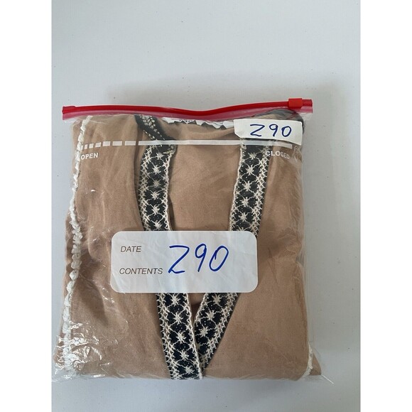 Zara Tan With black and white crochet detail hi-low Boho Dress size XS Tunic Top - Picture 10 of 10